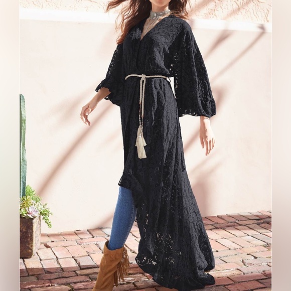 VENUS Tops - Sold elsewhere Venus All-over lace defines this wrap style maxi top  new size 8